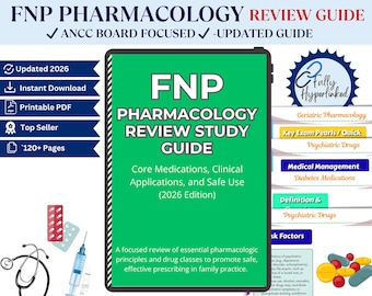 FNP Pharmacology Review Guide (2026) | Nurse Practitioner Exam Prep (Printable PDF)
