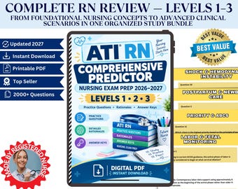 RN Comprehensive Predictor Bundle 2026–2027 Levels 1–3 Nursing Practice Questions Exam Prep Digital PDF