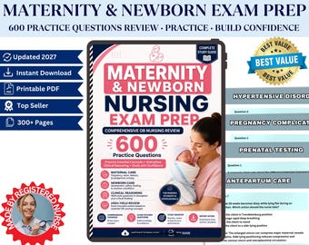 HESI Maternity & Newborn Nursing Exam Prep 2027 | 600+ Practice Questions (Digital PDF)