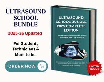 Paquete de material escolar de ultrasonido 2025, Guía de estudio para el examen de ecografía (descarga digital)