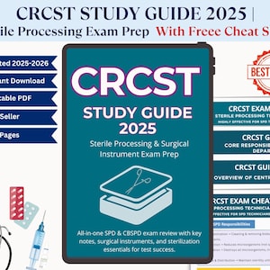 Sterile Processing Study Guide 2025 | CRCST Exam Prep 9th Edition Review | CBSPD & SPD Technician Notes| Surgical Instruments Tech Guide Pdf