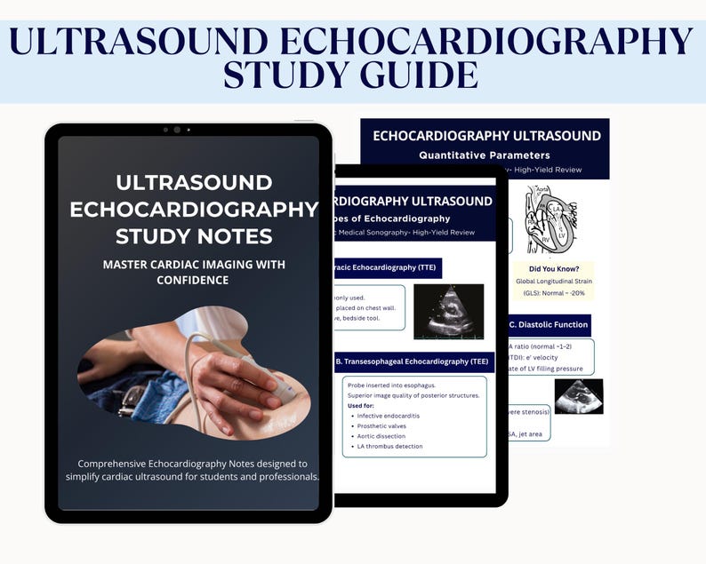 Echocardiography Study Guide: Cardiac Ultrasound Notes (digital ...