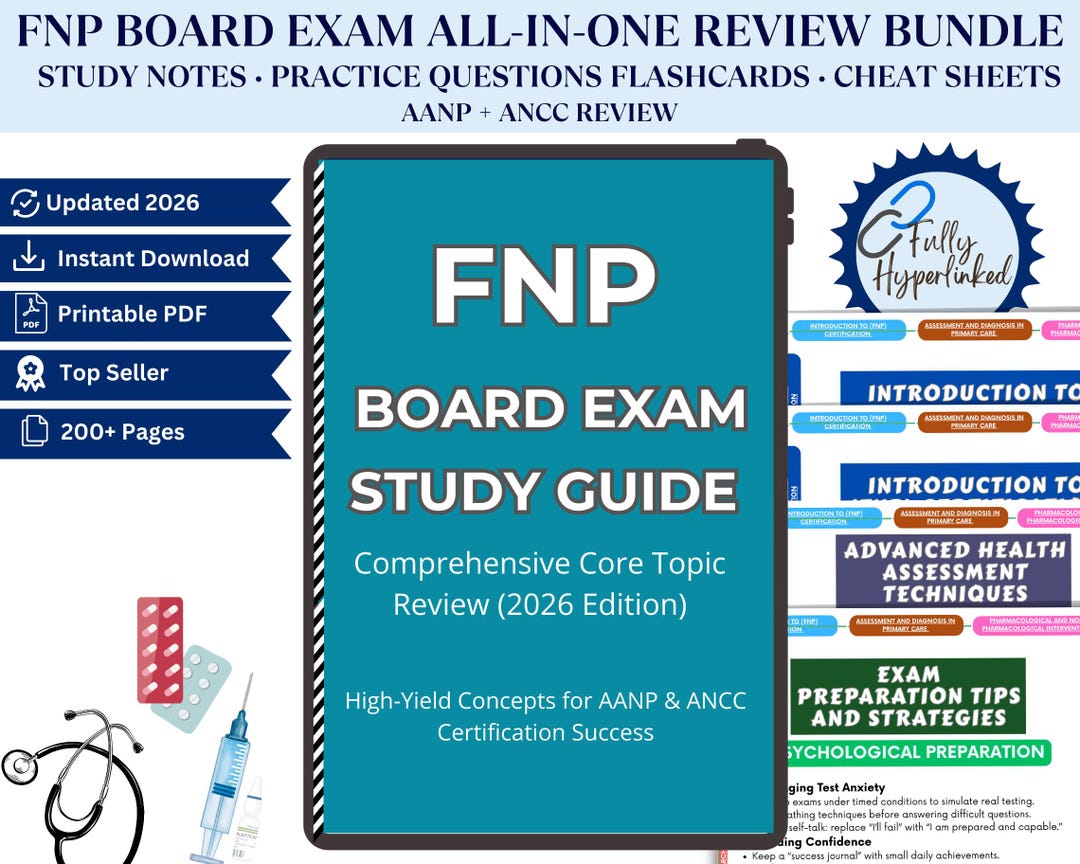 FNP Board Exam Study Guide | AANP ANCC Review Notes (2026 Pdf) - Etsy