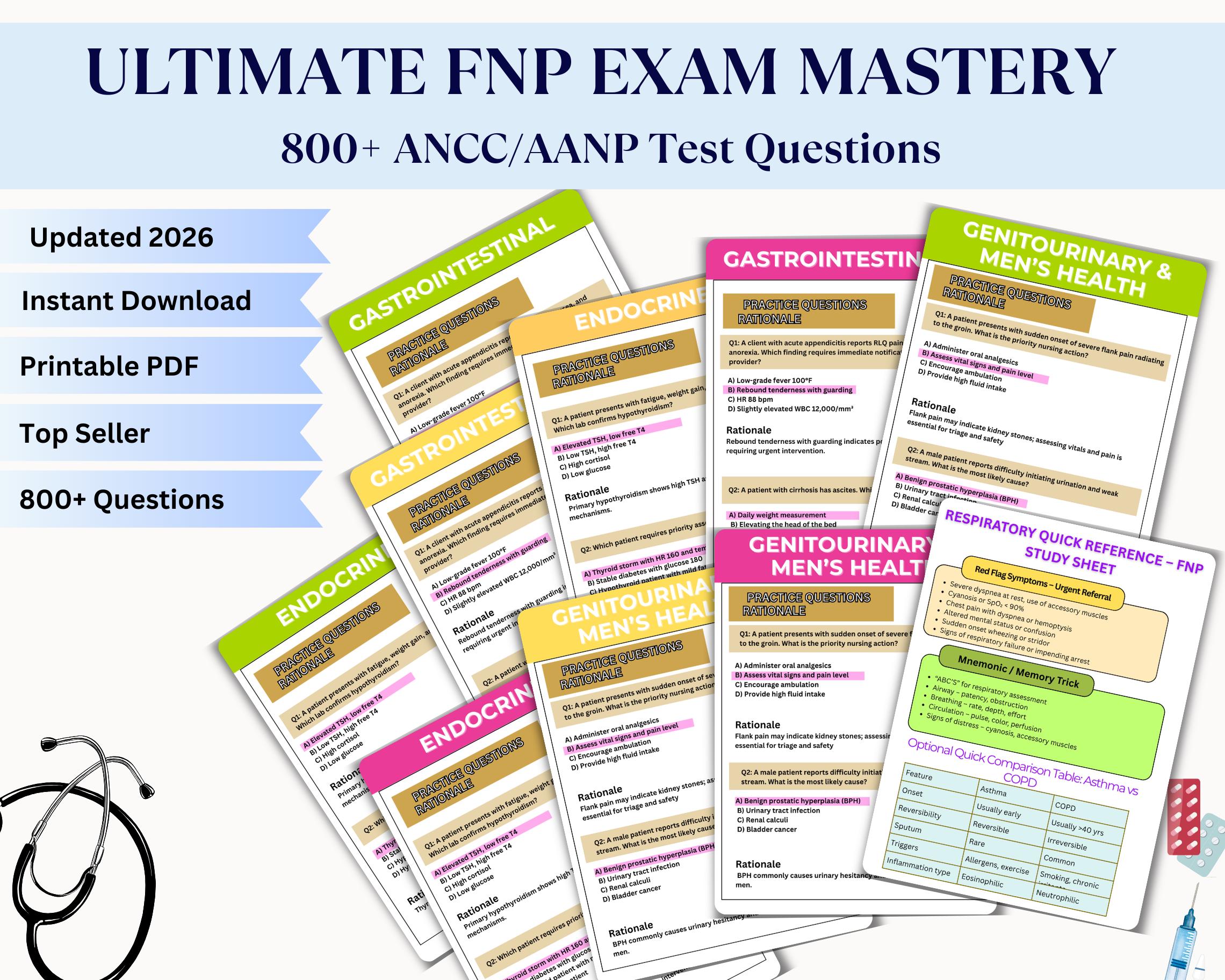FNP Exam Practice Questions 2026 | ANCC & AANP Review (digital Download ...