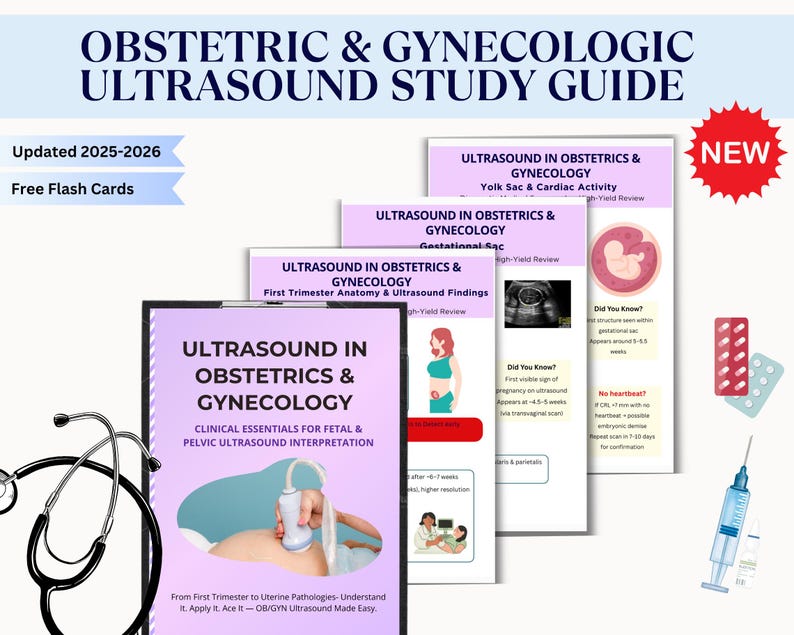 OB/GYN Ultrasound Study Guide: Fetal & Pelvic Imaging (PDF Download, 70 ...