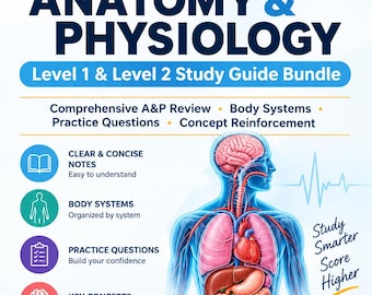 HESI A2 Anatomy & Physiology Study Bundle | Level 1-2 Nursing Prep (PDF)