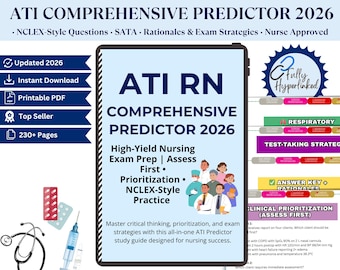 ATI RN Comprehensive Predictor 2026 Study Guide | High-Yield Nursing Exam Prep (Digital Download)