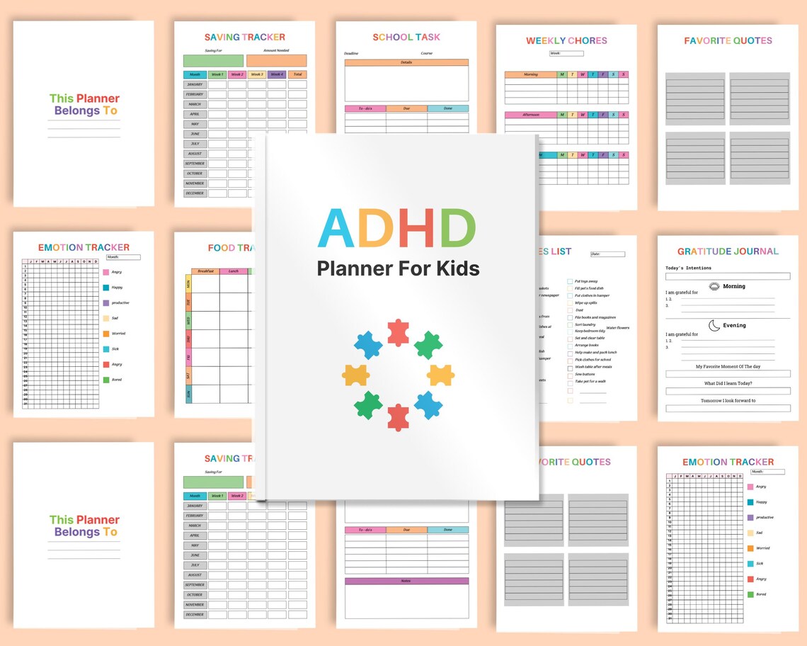 Editable ADHD Planner for Kids | Canva Template | Focus, Routine ...