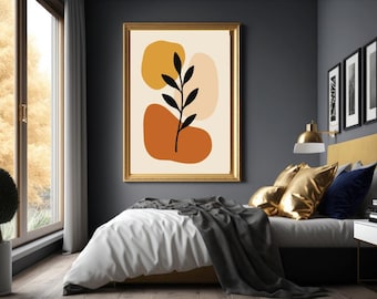 Abstract Botanical Silhouette Wall Art | Minimalist Line Art Print | Modern Boho Home Decor