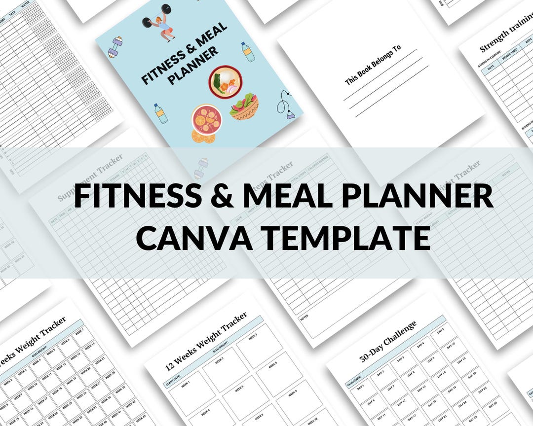 Fitness & Meal Planner Canva Template | Editable Wellness Journal ...