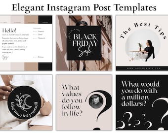Plantillas elegantes para publicaciones de Instagram / Kit de redes sociales editable en Canva / Plantillas minimalistas de marca para empresas