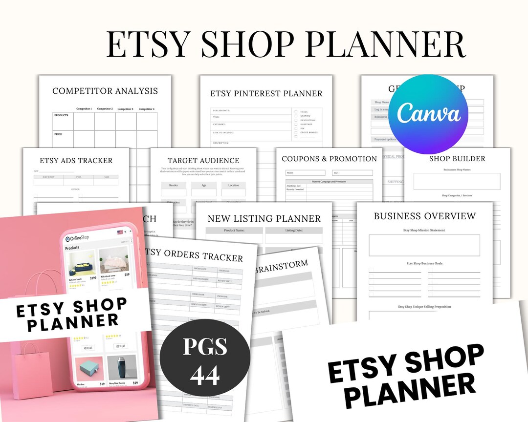 Etsy Shop Planner | Printable Small Business Organizer | Product Tracker, Monthly Sales Log, SEO ...