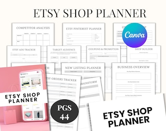 Etsy Shop Planner | Printable Small Business Organizer | Product Tracker, Monthly Sales Log, SEO Checklist | Etsy Seller PDF Download
