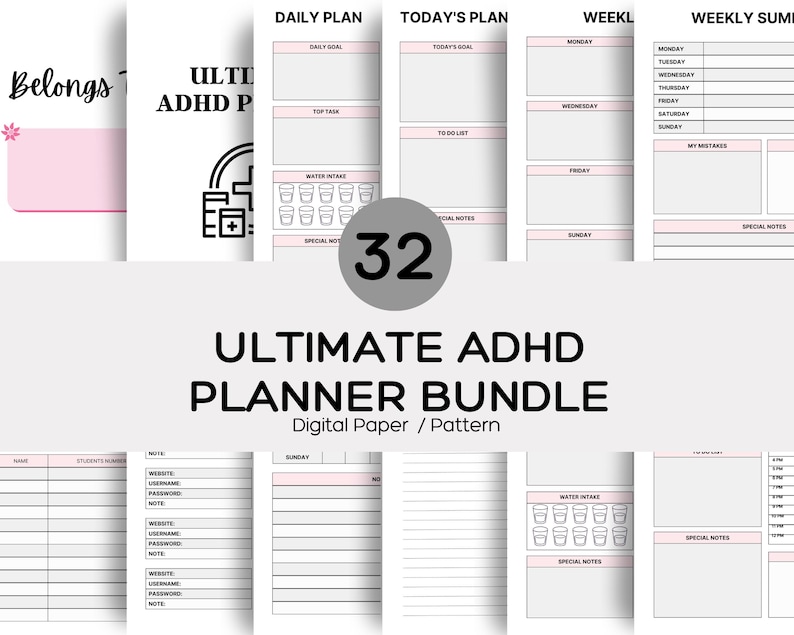 Ultimate ADHD Planner Bundle | Printable Focus, Routine & Time ...