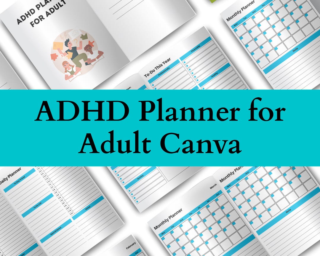 ADHD Planner for Adults Canva Template | Editable Focus & Productivity ...