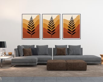 Arte murale Boho Fern / Stampa botanica minimalista / Decorazione moderna della natura / Opera d'arte stampabile neutra
