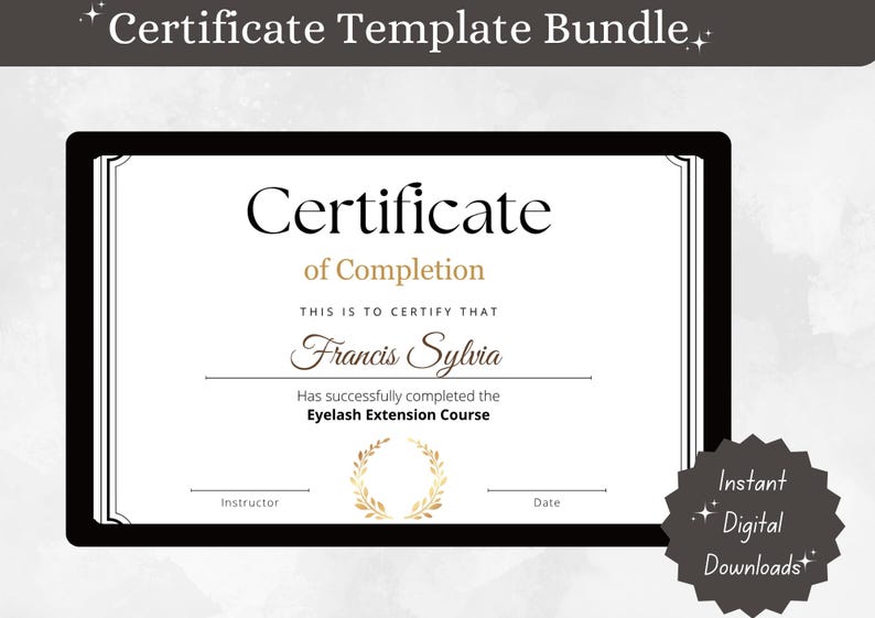 Certificate of Completion Template – Editable Digital Download ...