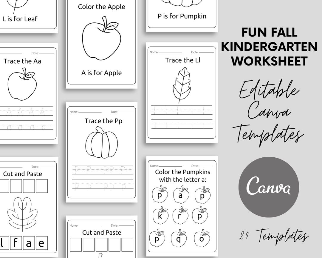 Fun Fall Kindergarten Worksheets | Autumn Learning Printables for Kids ...