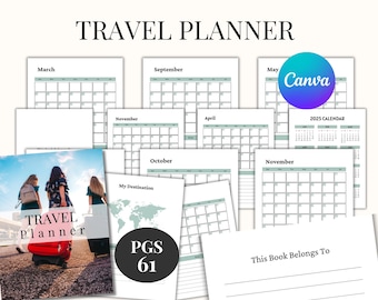 Reisplanner | Afdrukbare pdf vakantieorganisator | Reisschema, paklijst, budgettracker | Reisverslagpagina's | Direct downloaden