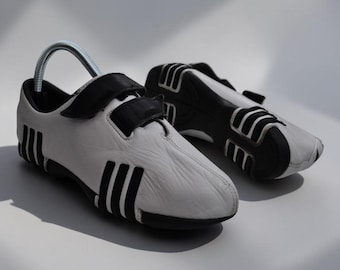 Vintage Y2K Adidas Retro Trainers Black & White Leather UK 6