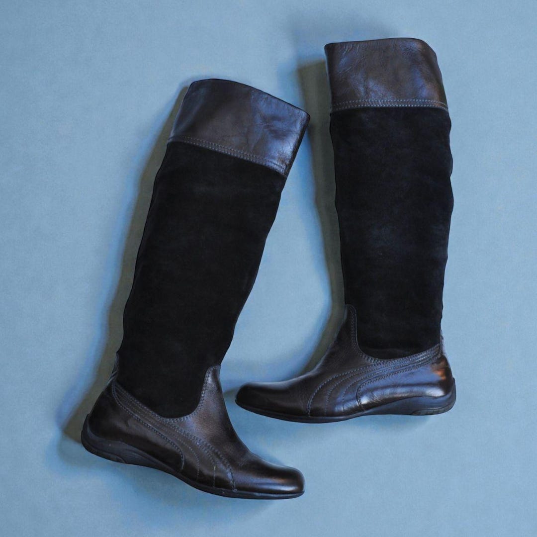 Puma Riding Boot Vintage Y2K Puma Speedcat Leather & Suede Riding Boots (UK 6 / EU 39 ...