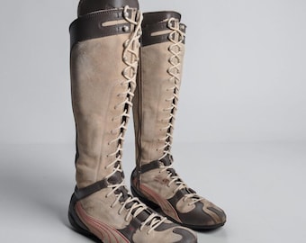 Botas de combate Puma London Trail Moto vintage, color marrón, estilo Y2K, talla UK 4
