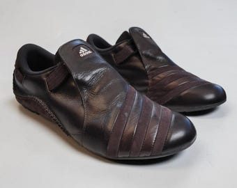 Vintage Adidas Mactelo Brown Leather Trainers Y2K UK 9.5