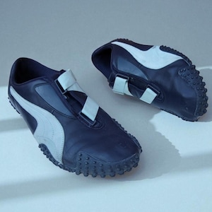 Vintage Puma Mostro Leather Trainers UK 9 Blue Y2K Archival Sneakers