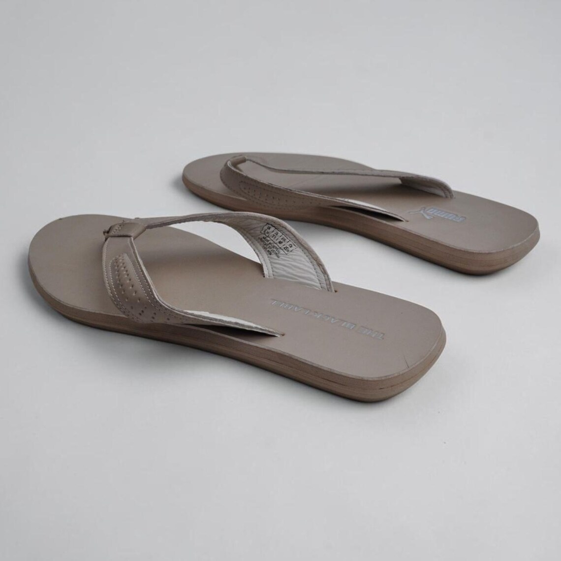 Vintage Puma Black Label Toe Post Thong Sandals Cream Leather UK 6.5, foto 3 di 5