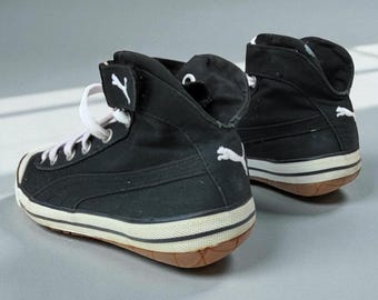 Scarpe da ginnastica vintage Y2K Puma 917 Mid Hi Top, tela nera (UK 5 / US 6 / EU 38)