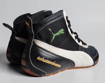 Rare Vintage Y2K Black Leather Puma Boxing Boots UK 5