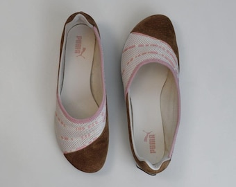 Vintage bruine Puma ballerina's ballerina's UK 6,5