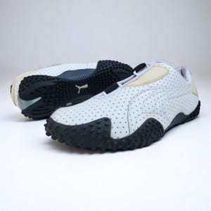 Vintage Puma Mostro White Perforate Leather Trainers UK 7.5 Rare Y2K Archival Sneakers