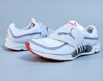 Scarpe da corsa Puma Yokaichi Vintage Y2K Archive bianche e rosse, taglia UK 5