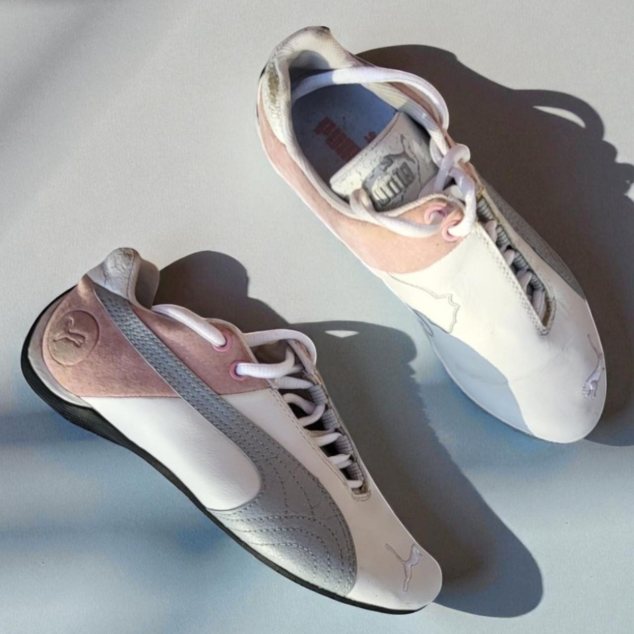Puma Future Cat – Y2K Vintage Puma Trainers – White Grey Pink – UK