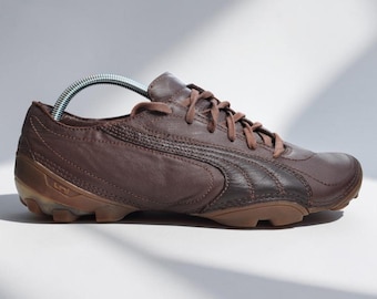 Vintage Puma Football Sneakers Brown Leather UK 11