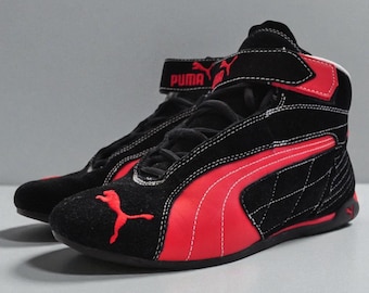 Stivali Puma Replicat Mid Y2K – Pelle scamosciata nera, pelle rossa, UK 5 EU 38