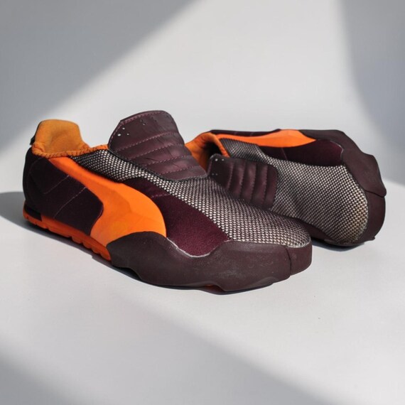 Ultra Rare Puma NYM Slip On Trainers Brown & Orange Vintage Y2K Sneakers UK 7 View 3