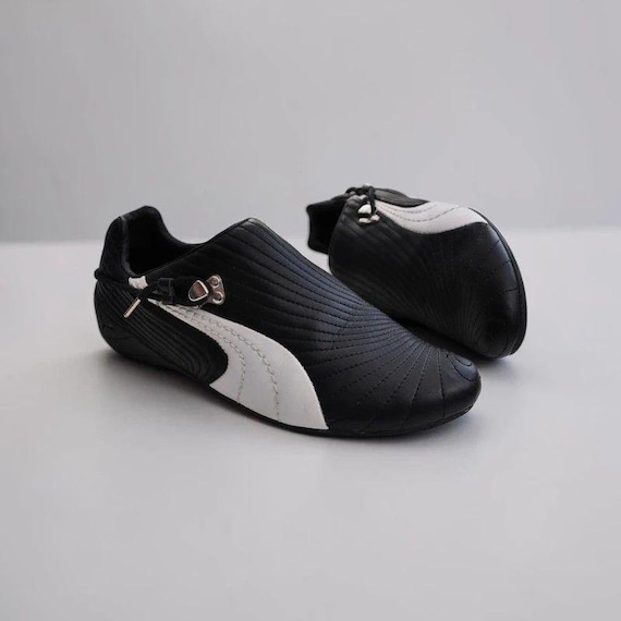 Vintage Puma Budoka Black Leather Trainers Sneakers Y2K UK 6