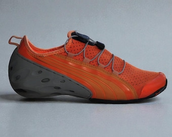 Zapatillas vintage Puma K1 Kayak, tacón de queso naranja/gris, talla 8 del Reino Unido (año 2000)