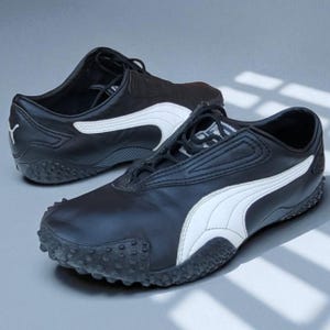 Vintage Puma Mostro Leather Lace Up Trainers Black UK 8 Rare Archival Sneakers