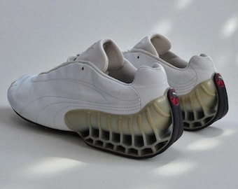 Scarpe da ginnastica Puma Structure Cat Vintage Y2K Archive in pelle bianca, taglia UK 7.5
