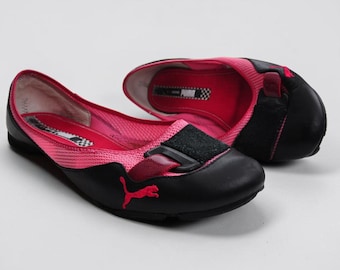 Vintage Puma Ballet Flats Black Pink Ballerinas Pumps Y2K UK 5