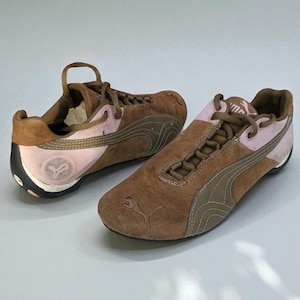 Vintage Puma Future Cat Trainers UK 3 Brown Suede Pink Y2K Archival Sneakers Rare