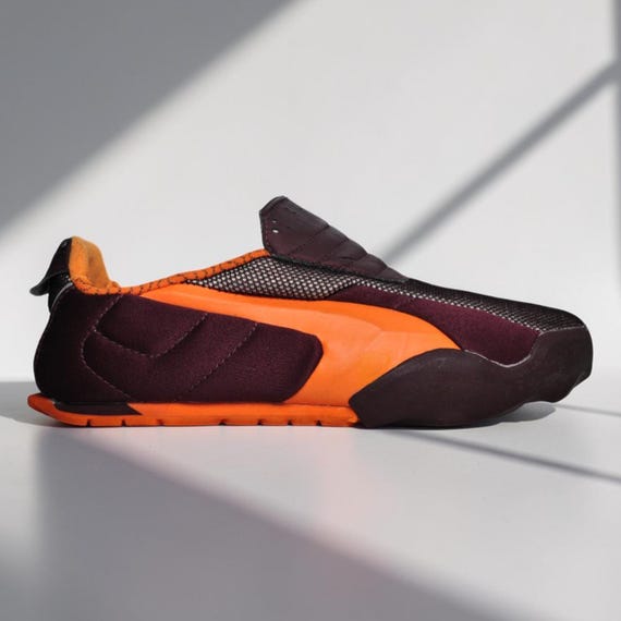 Ultra Rare Puma NYM Slip On Trainers Brown & Orange Vintage Y2K Sneakers UK 7