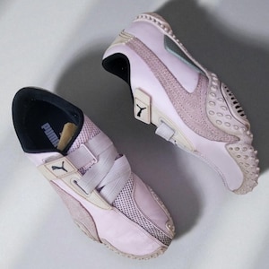 Vintage Puma Nu Mostro Leather Trainers UK 5 Pink Mesh Y2K Rare Archival Sneakers