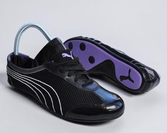 Vintage Puma Ballet Flats Ballerinas Pumps Black & Purple UK 5.5
