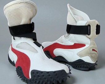 Puma UR Mostro Mid Vintage Y2K Archive Sneakers Bianco Rosso UK 7.5