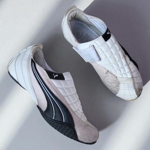 Vintage Puma Uke Leather Trainers White UK 10 Rare Y2K Archival Sneakers