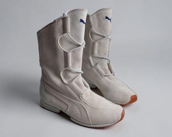 Vintage Puma Mahanuala suède crèmekleurige laarzen Moto Y2K UK 6.5